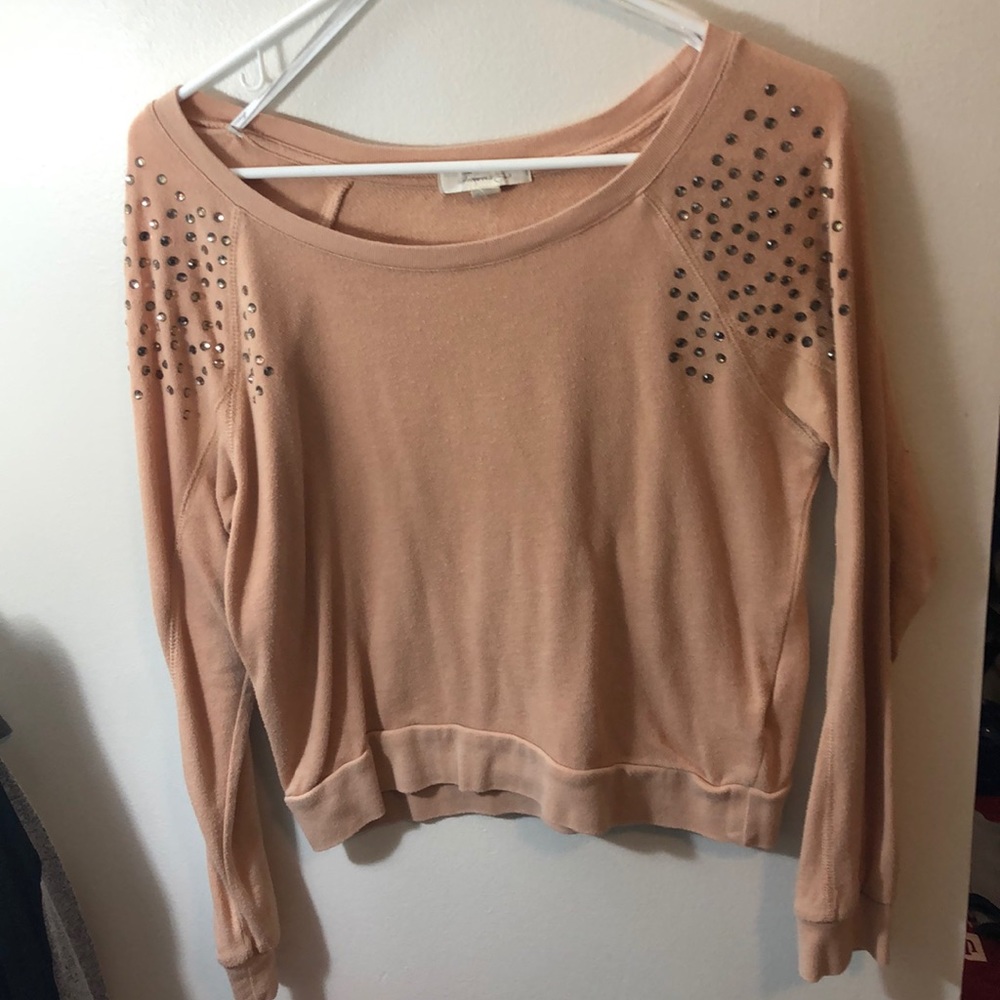 Studded cropped long sleeve shirt